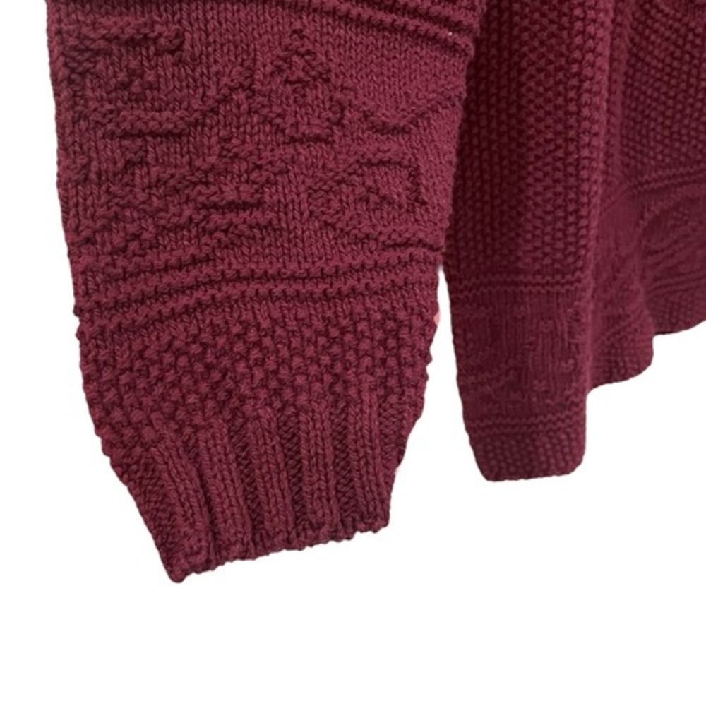 Vintage Hunt Club Maroon Knit Mock Neck‎ Oversized Pullover Fisherman Sweater PS - Picture 4 of 8